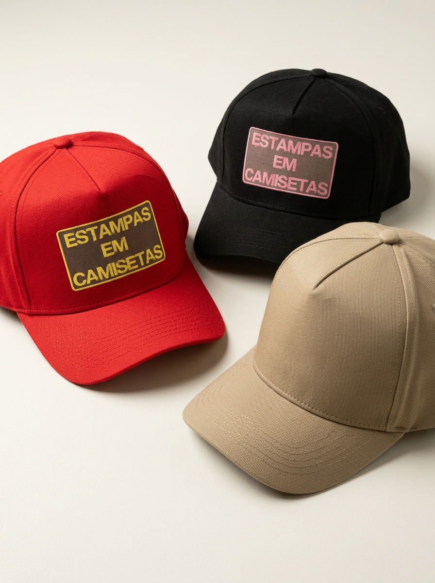 Detalhe da estampa aplicada em boné personalizado